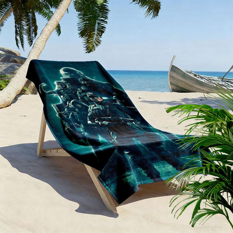 R6S Print Beach Towel, Large Soft Quick Dry Towel for Beach Camping Swimming