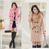 Women's Double-Breasted Wool Coat with Fur Collar