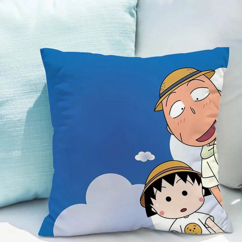 Chibi Maruko-chan Pillowcase Cushion Cover X Ornamental Pillows for Living Room Fall Decor Pillow Hugs Lounge Chairs Covers
