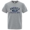 America 1776 Athletic Dept Футболка с надписью Мужская модная футболка Одежда Летняя роскошная футболка Хип-хоп Дышащая хлопковая футболка Одежда