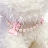 Pet Necklace Collar for Dog Cat Adjustable Pink Bow Jewelry Female Puppy Collar
