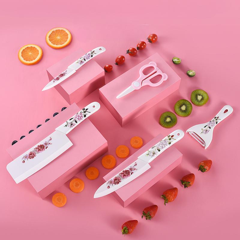 Керамический нож для фруктов Rose для кухни, нож шеф-повара с ножнами, универсальный инструмент для нарезки и приготовления пищи для овощей, нержавеющий циркониевый