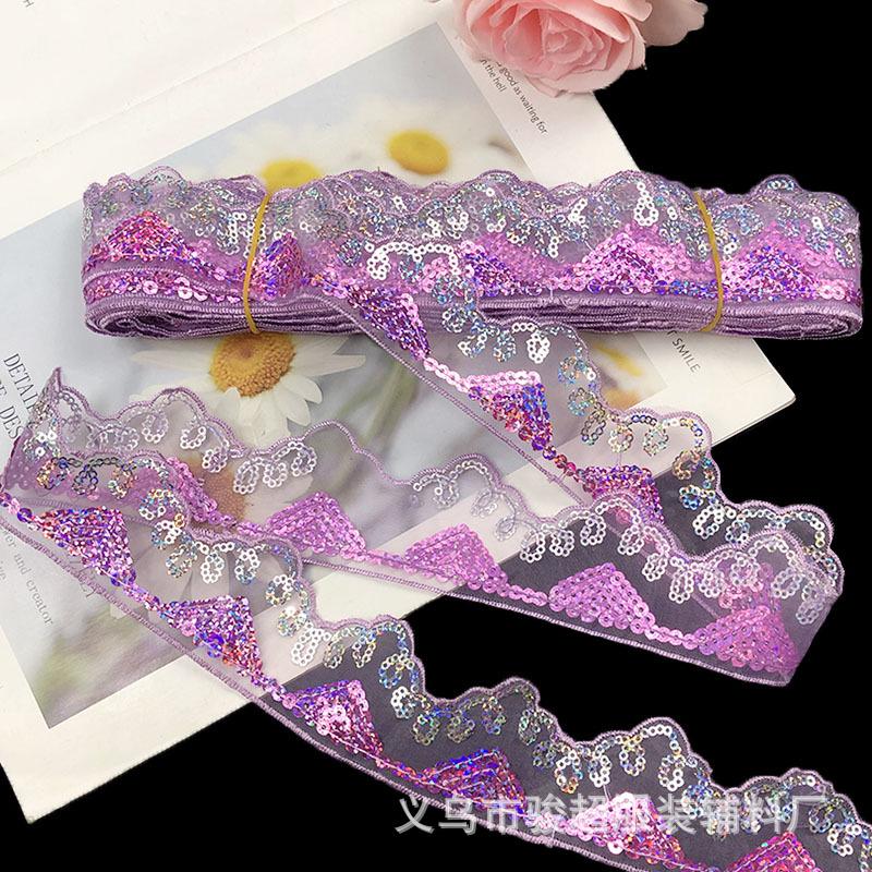 Готовая к использованию сетчатая занавеска с вышивкой пайетками и треугольной кромкой из пайеток