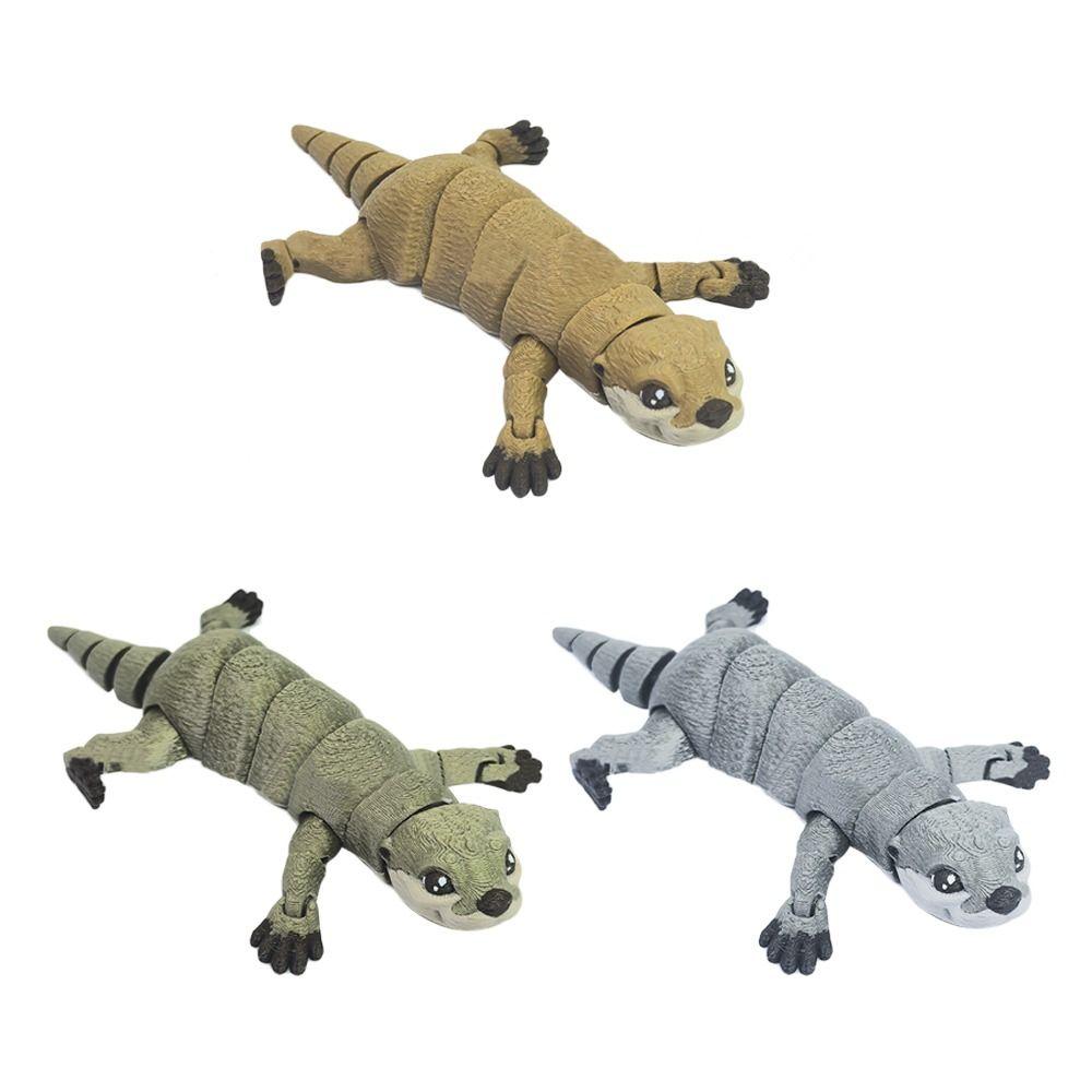 Solid Color Otter Model Toy 3D Printed Mini Otter Doll Cute Otter Action Figurine  Desktop
