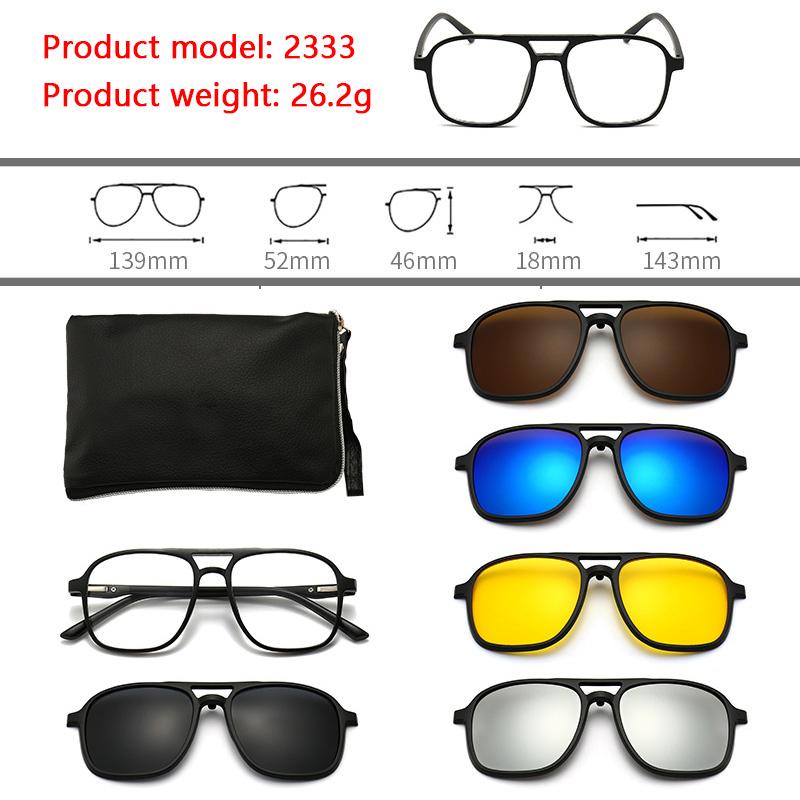 6 In 1 Polarized Sunglasses Men Women Magnetic Clip On Glasses  Optical Prescription Eyeglass Frames Magnet Clips