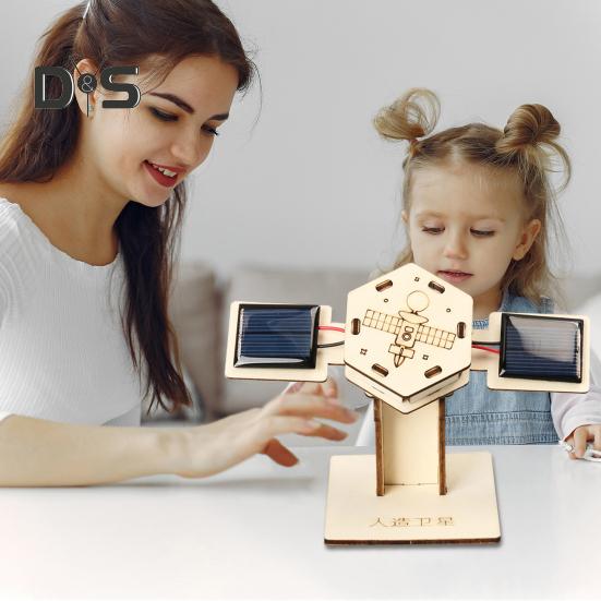 1/2 комплекта DIY набор для моделирования искусственного солнечного спутника, обучающая деревянная головоломка ручной работы, модель спутника, детские проекты по исследованию науки, STEM, игрушка для космоса