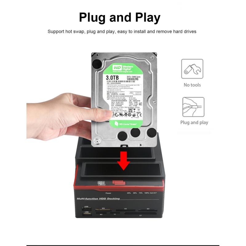 2,5 "/3,5" USB 3.0 до 2 SATA 1 IDE HDD Жесткий диск Док-станция Кардридер USB3.0 M2 TF