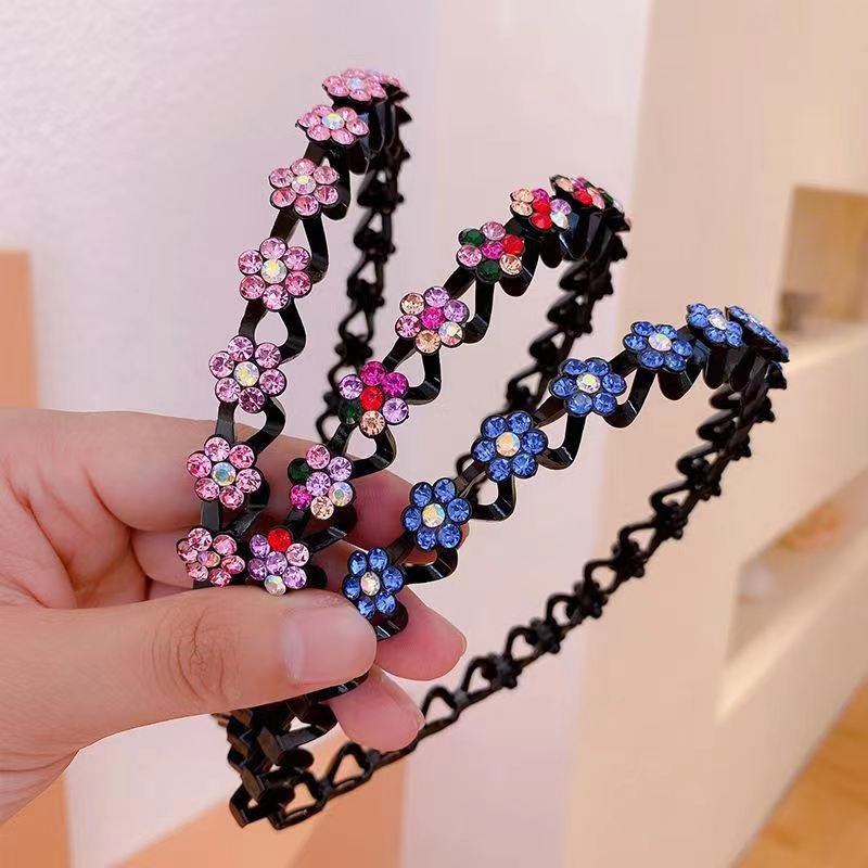 6pcs Fashion Women's Hair Accessories Grace Rhinestone Flower Suitable For Daily Wear Gift Girl Simplicity Headband Hair Hoops