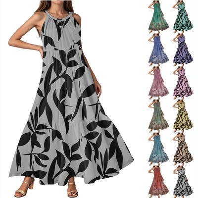 Женское летнее повседневное модное платье без рукавов на подтяжках