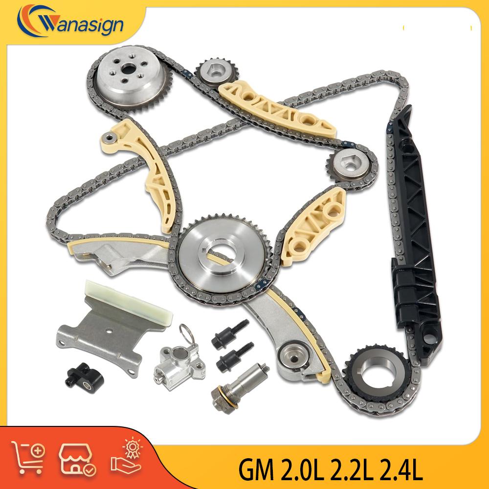 Engine Timing Chain Kit Guide Tensioner VVT Sprocket Fit 2.0 2.2 2.4 L L4 GAS L61 For Chevy Buick Pontiac Saturn 2.0L 2.2L 2.4L