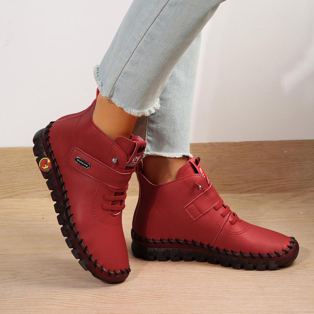 2023 Women's Shoes with Plush Insulation High Top Cotton Shoes Winter Hand Stitched Mother's Shoes Soft Soled Flat Shoes