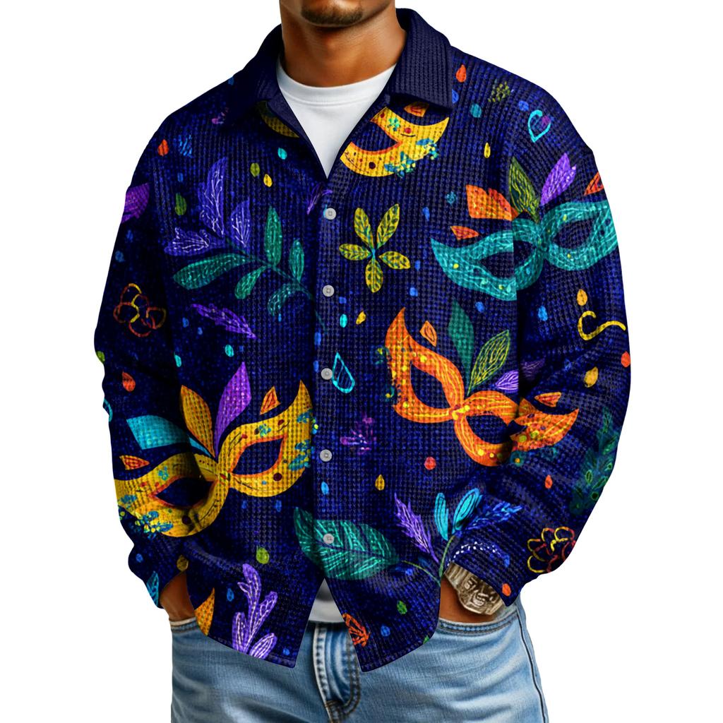 Мужская повседневная рубашка с длинным рукавом на пуговицах