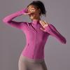 New Double-sided Nylon Brushed Sports Zipper Stand Up Collar Yoga Jacket, Sports Running Fitness Long Sleeved Top For Women