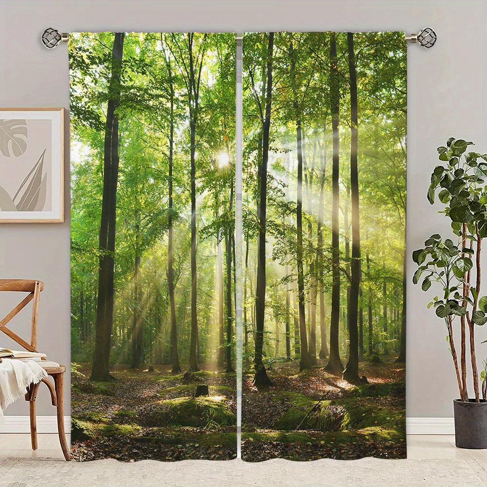 2 панели, красивый лесной пейзаж, природный занавес, водопад, пейзаж, гостиная, занавеска, подходит для декора гостиной и спальни