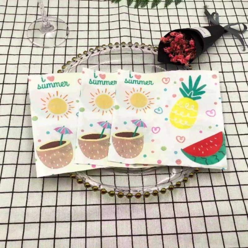 20 шт./упак. 33*33 см 2-слойные одноразовые салфетки для вечеринок с рисунком фруктов