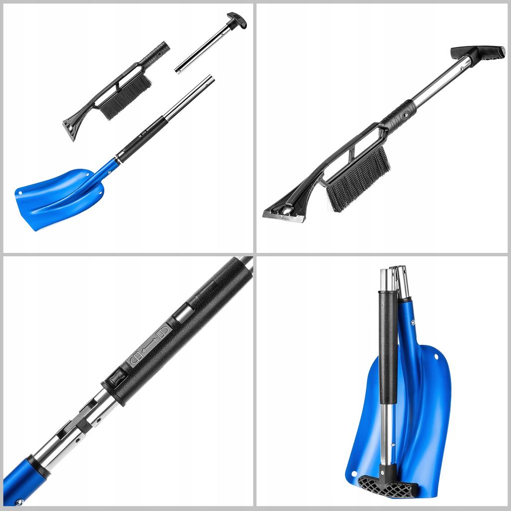 KADAX Łopata Do Śniegu 3W1 Składana Teleskopowa Saperka Szczotka Skrobaczka