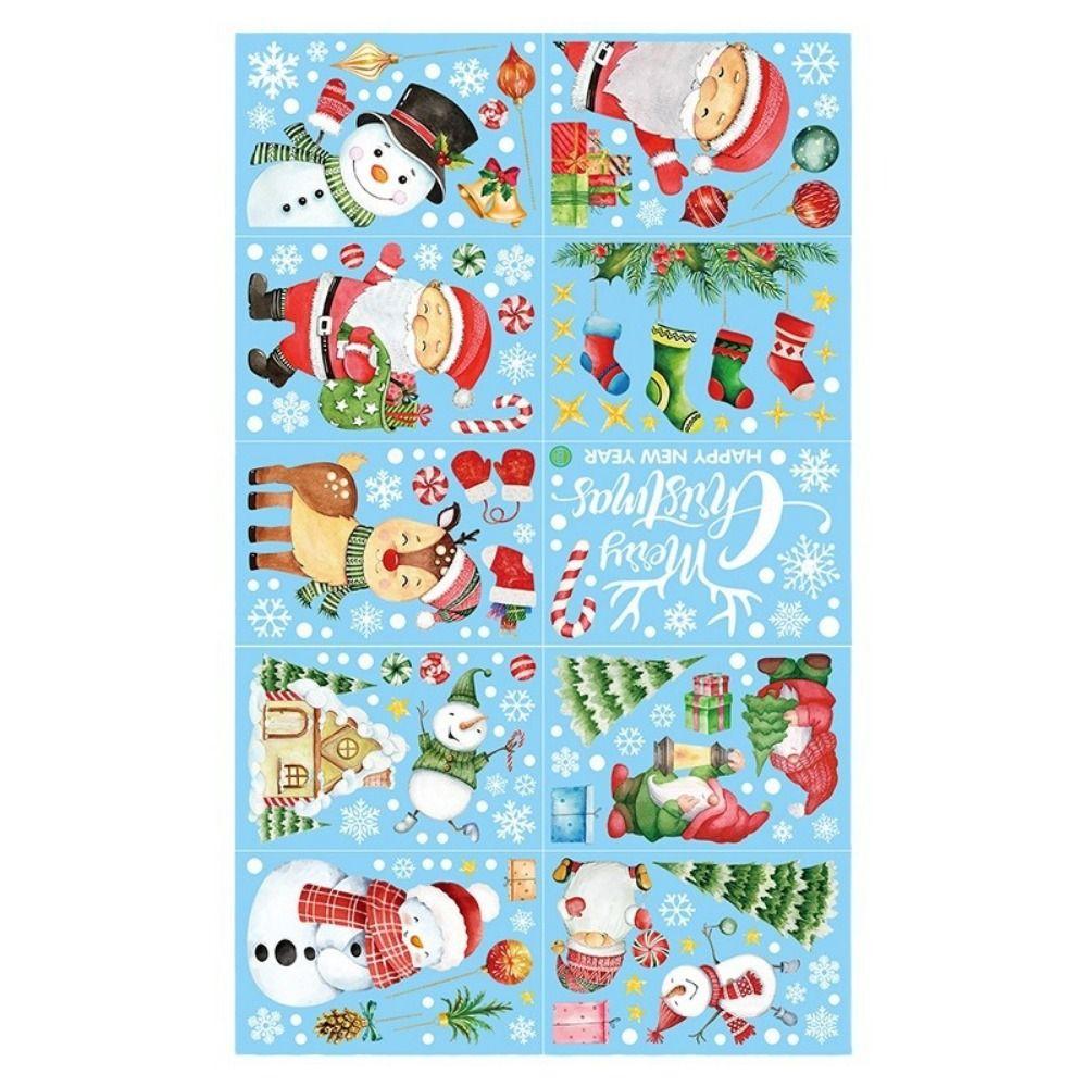 9 Sheets Electrostatic Christmas Static Stickers Multicolor Snowflake Sticker Christmas