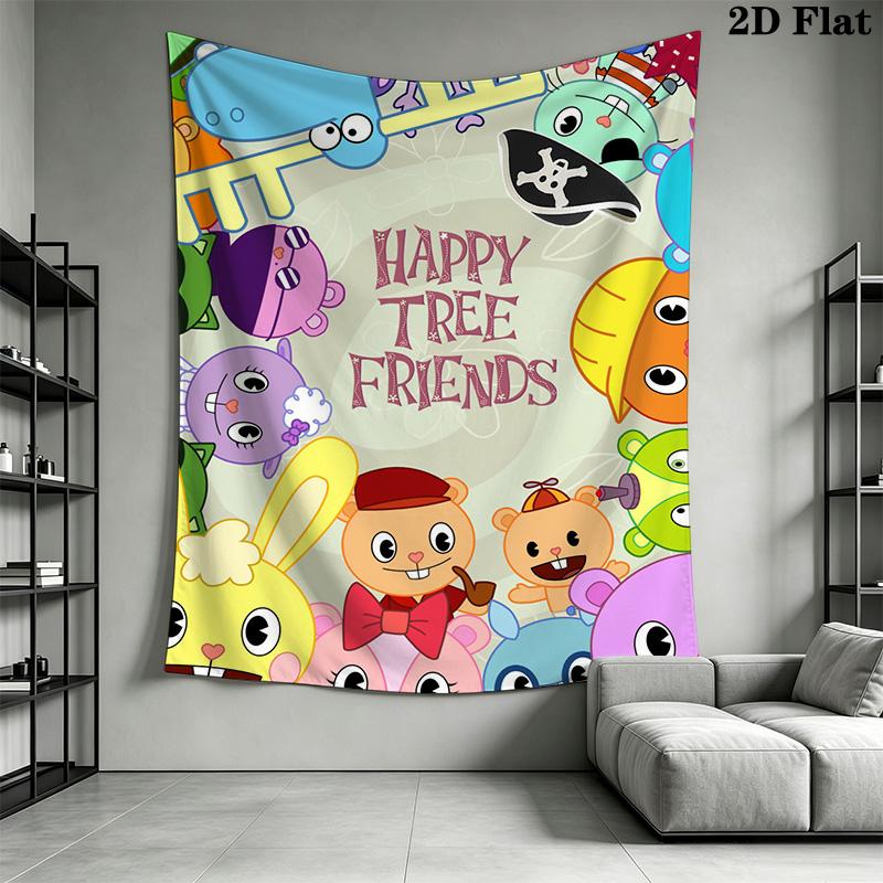 Гобелен с рисунком Happy Tree Friends для домашнего декора, настенное панно, декоративная ткань для стены фургона.XGT0914415