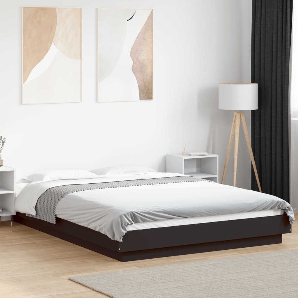 LED Bed Frame in Black 120 x 190 cm Engineered Wood