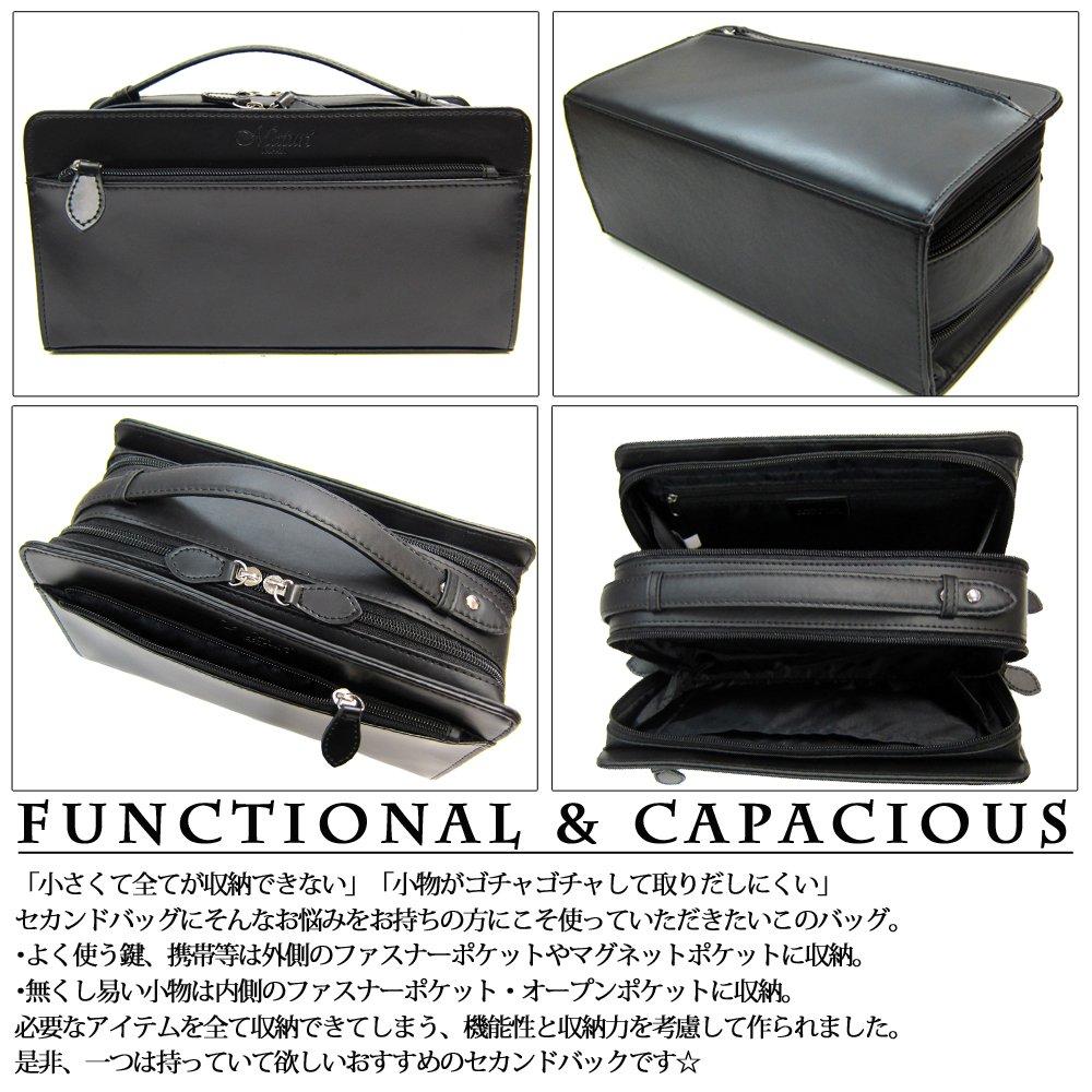 Maturi Кожа лошади кордован Двойная молния Вторая сумка, Черный, MT-14