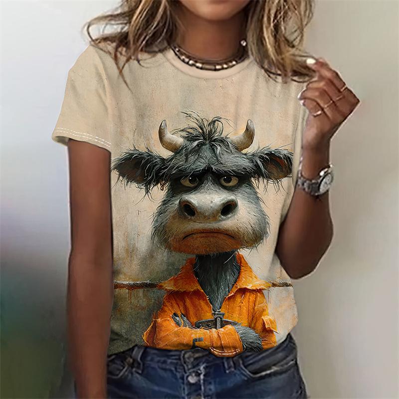 3D Printed Cartoon Animal T-Shirt For Women Funny Pattern T Shirts Summer Casual Loose Tees Street Short Sleeves O-Neck Tops