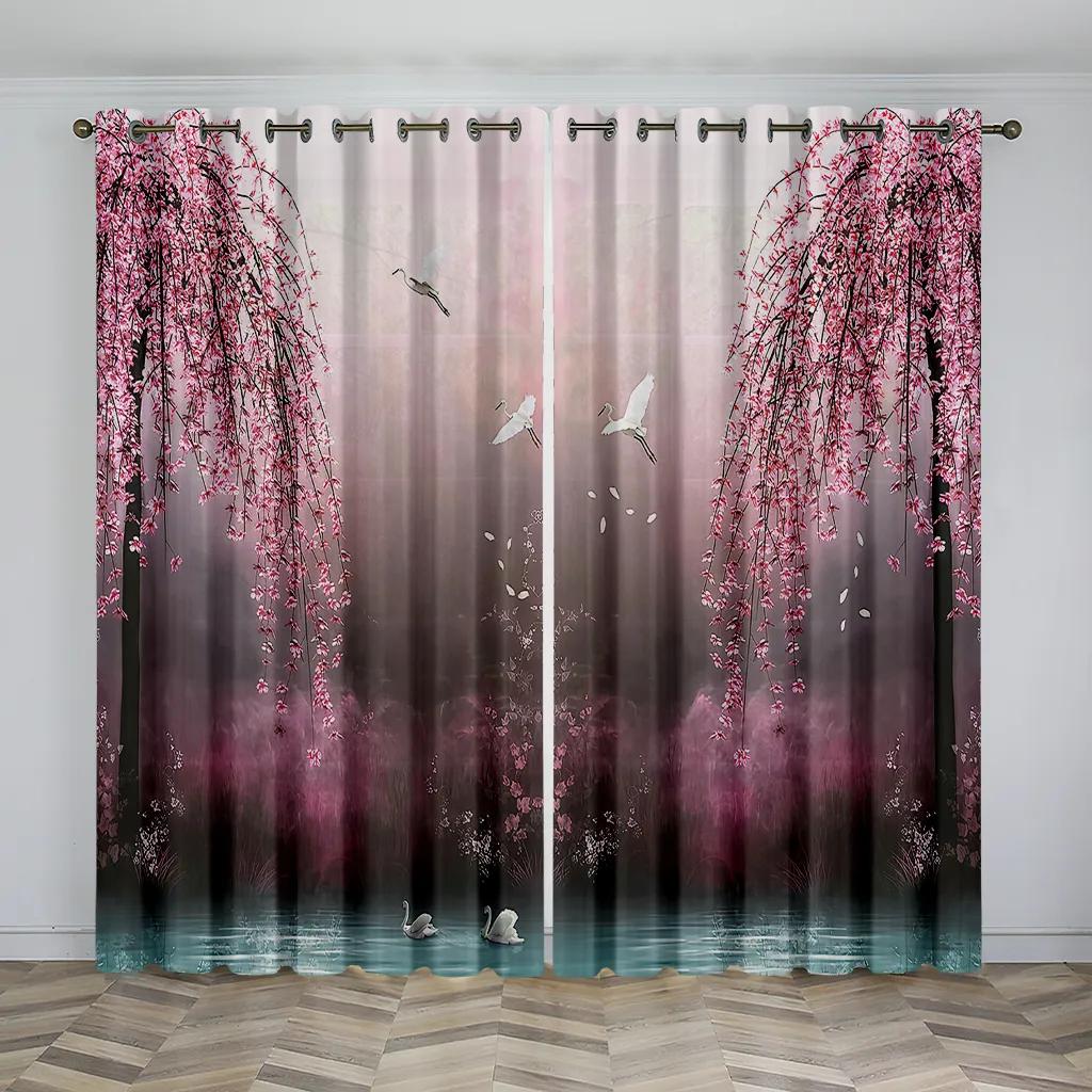 Красивые солнцезащитные шторы с 3D принтом в виде павлина с металлическими люверсами для кухни, гостиной, спальни, офиса 2 шт.