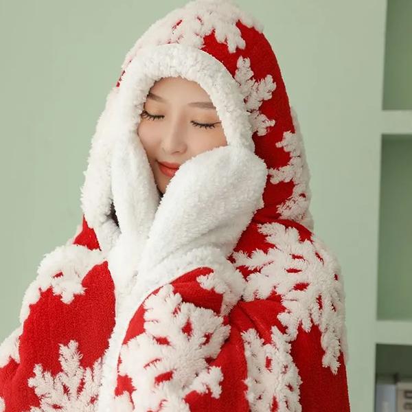 WTEMPO Осенне-зимнее рождественское снежное утолщенное многофункциональное одеяло из овечьей шерсти, шаль, накидка, фланелевое одеяло с большим ворсом