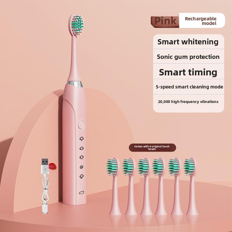 Вибрирующая зубная щетка с мягкой щетиной и ирригатор, Перезаряжаемая автоматическая ультразвуковая электрическая зубная щетка для взрослых и домашнего использования
