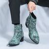 Весенние ботинки-казаки до щиколотки из змеиной кожи с принтом для мужчин, для шоу, вечеринок, мотоциклетные, короткие, увеличивающие рост, платья, социальные сапатос