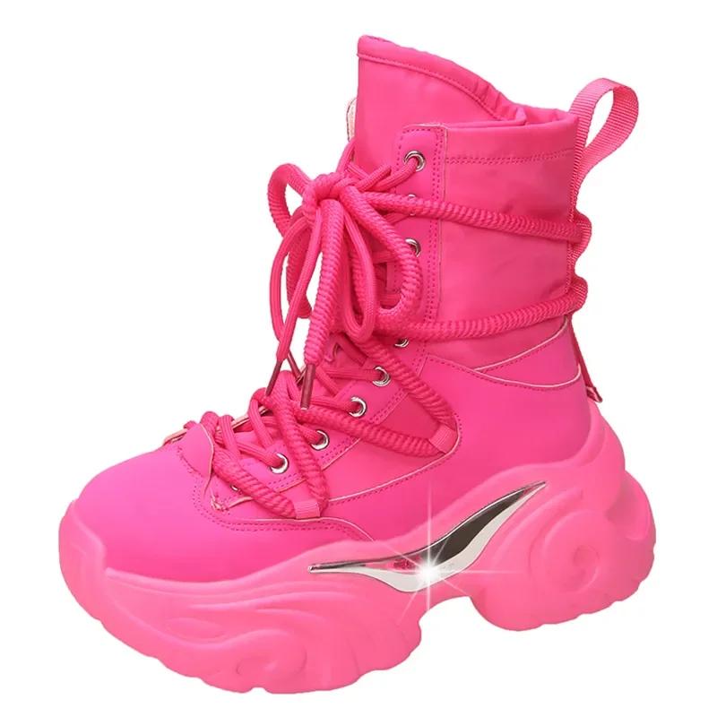 Женские ботинки на толстой платформе с толстой подошвой в стиле панк-готика, легкие дышащие ботинки на шнуровке, ботильоны для мотоциклистов, женские ботинки