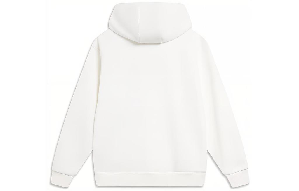 Li Ning Sports Fashion Collection Letter Print Casual Hooded Pullover Long Sleeved Fleece Lined Sweatshirt Men's Ivory AWDU969-2