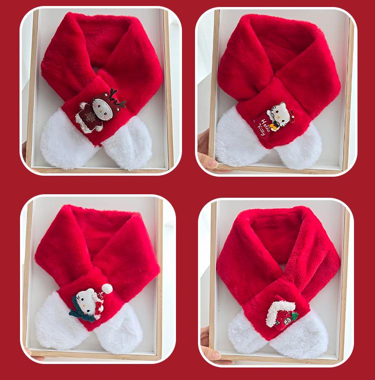 Детский красный вязаный шарф: Зимний плюшевый шарф-воротник