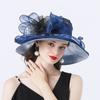Vintage Organza Kentucky Derby Hats for Women Big Beach Hats Flower Sun Hat Wide Brim Fedora Foldable