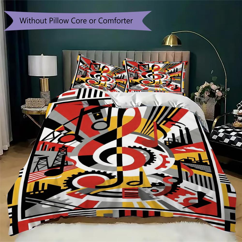 Guitar Music Pattern Bedding uilt Set uilt Cover Pillowcase Home Decoration Birthday Gift (1 * duvet cover + 2 * pillowcase without core)10