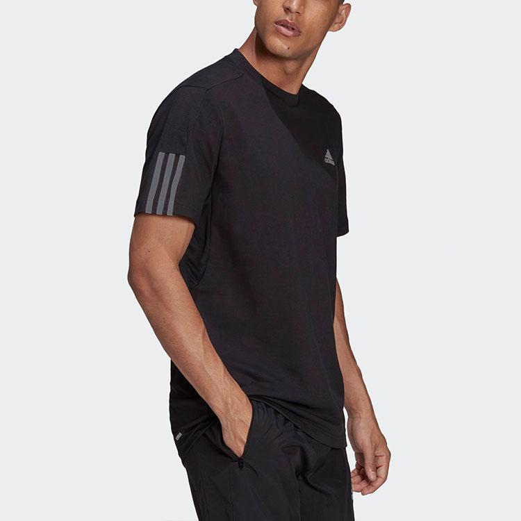 adidas Футболка с коротким рукавом в полоску с логотипом, повседневная, мужская, черная HD4323