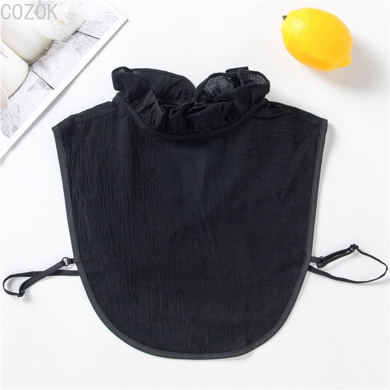 Women's Solid Colour Black White Vertical Small Flip Collar Versatile Shirt Jumper Jumper Fashion Lace False Collar Four Seasons