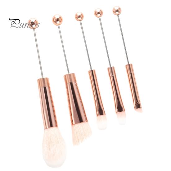 5 шт./компл. набор кистей для макияжа, сделай сам, металлическая ручка, бисер, тонкая мягкая щетина, натуральные нежные кисти с эффектом макияжа