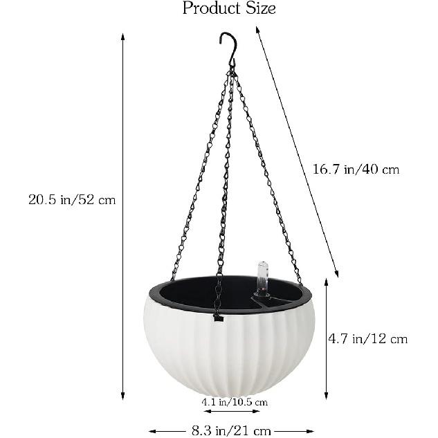 1 упаковка 8,3 дюйма, круглая подвесная корзина с автополивом, металлическая подвесная кашпо, имитация керамики, пластиковый цветочный горшок, современный декоративный горшок для для