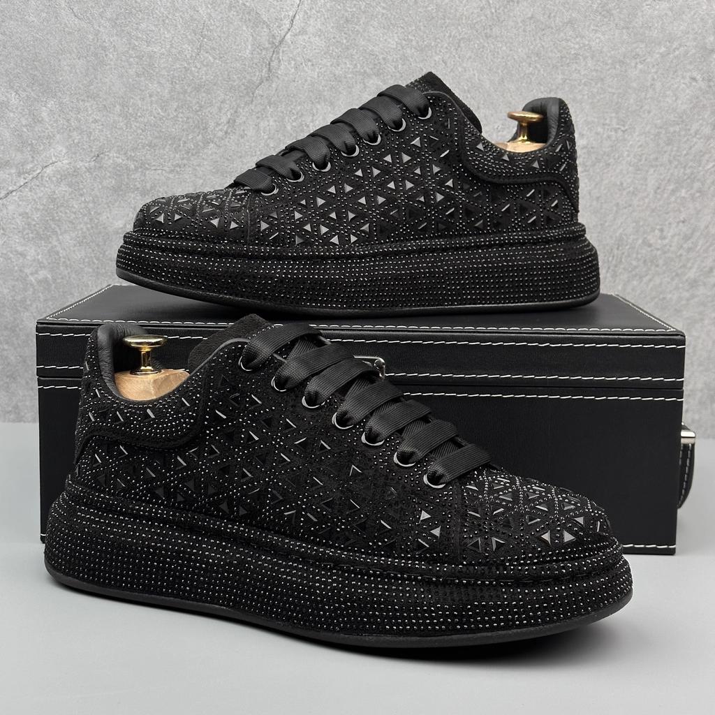 Fashion Men Thick Bottom Trend Rhinestones Light Luxury Full Diamond Fashion Korean Version Men Low-top Casual Sneakeas 8