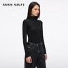 Miss Sixty Женский вязаный топ с высоким воротником, облегающий, с длинным рукавом и вышивкой, Осень 2025