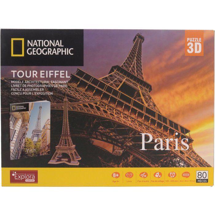 Puzzle 3D - Tour Eiffel - EXPLORA - 540203 - 80 pieces - Niveau 5 - Sans colle - Des 8 ans