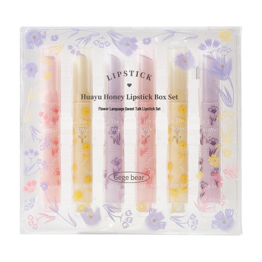 Набор помад Gege Bear: Увлажняющий, глянцевый желеобразный финиш с цветочными оттенками для девчачьего образа