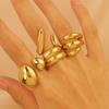 Кольцо из нержавеющей стали с 18-каратным золотым покрытием, стиль 2026, французский стиль легкой роскоши, глянцевое золото в виде капли воды, открытое кольцо, женские украшения