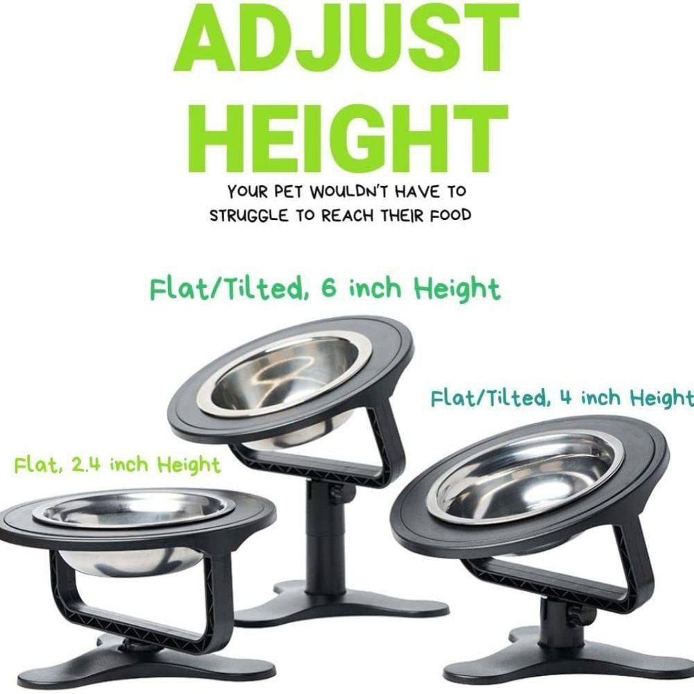Adjustable Height Pet Food Bowls Single Metal Stand Feeder Bowl Holder Elevated Dog Bowl Water