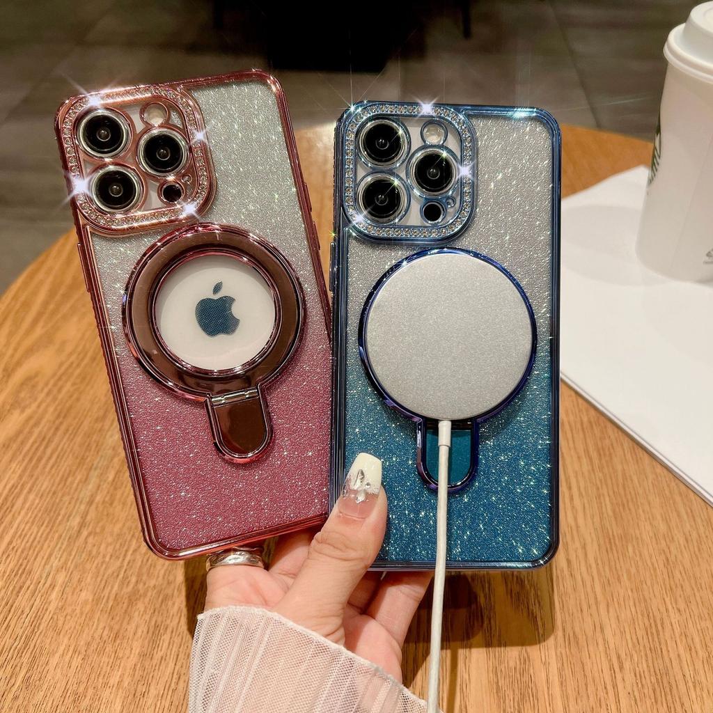 Подходит для чехла для телефона Apple 15, iPhone 14 Pro Max, Водный бриллиантовый блеск 13 Точка поддержки оборудования Магнитная подставка