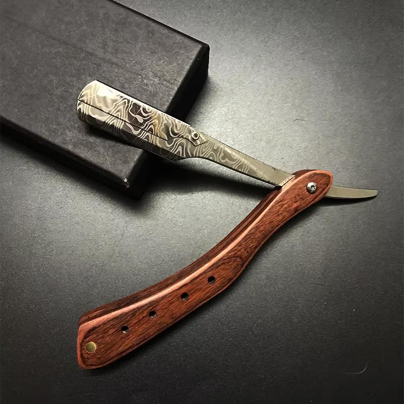 1 шт. Деревянная профессиональная ручная бритва с прямым лезвием из нержавеющей стали, острая парикмахерская бритва, складной бритвенный инструмент для стрижки бороды