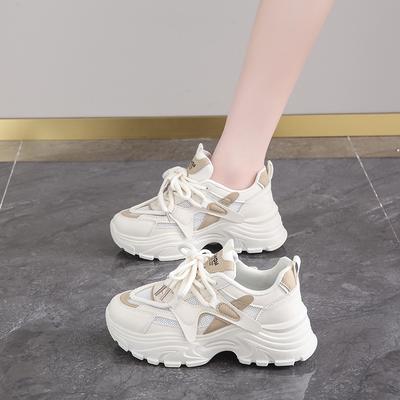 CRLAYDK Кроссовки на толстой подошве для женщин на танкетке со шнуровкой для ходьбы, на платформе, модные сетчатые, удобные, для женщин, повседневные, для спорта, тенниса
