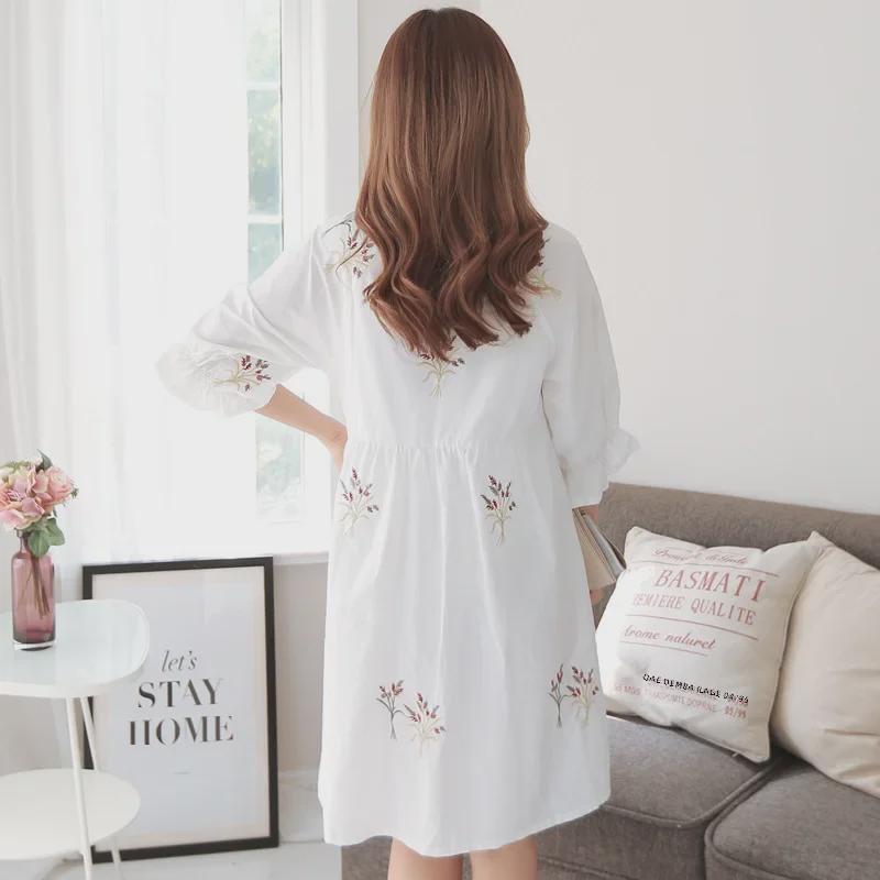 Летнее платье миди для беременных в корейском стиле - свободный крой для миниатюрных, закрывающий живот 2023