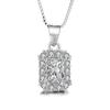 S925 Sterling Silver Diamond Geometric Square Pendant Korean Style Fashionable Elegant Women's Jewelry