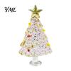 Decorative Christmas Collectibles Hand Blown Glass Tree Figurine, Mini Tabletop Seasonal Window Display Decor Xmas Ornament, Handmade Desktop Holiday